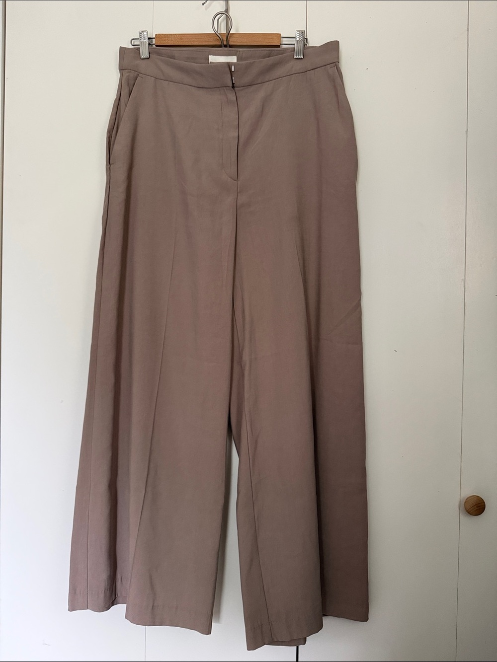 NWT H&M Wide-Leg High-Waist Pants in Taupe 14 Office Career Wear Business Casual